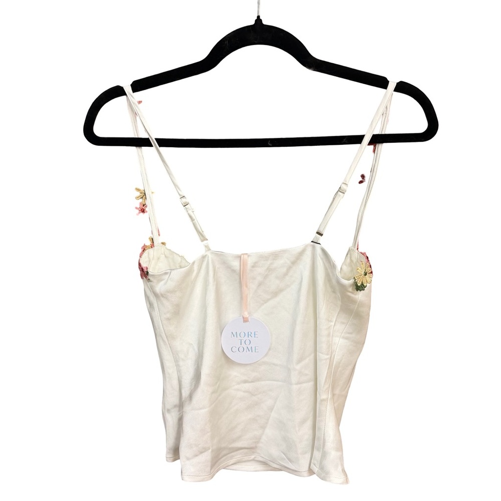 MORE TO COME Enid Bustier Floral Embellished White Camisole Top satin Revolve M - Picture 6 of 9